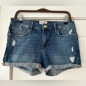 Frame Denim Distressed Blue‎ Jean Shorts Grand Garçon Size 28 NWOT